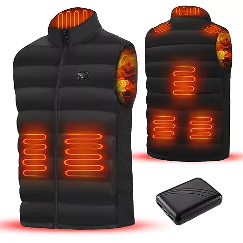 Hlaohswer Gilet Chauffant Homme&Femme, Doudoune Veste Chauffante with 10000mah Batterie