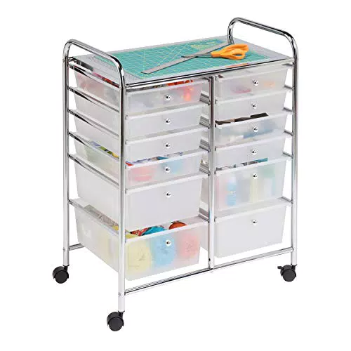 Honey-Can-Do CRT-01683 Rolling Cart, Clear, 30.75H x16W