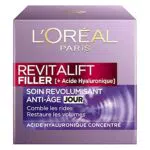 L'Oréal Paris - Soin Anti-Âge Revolumisant - Crème Jour Anti-Rides & Volume - Hydratation & Fermeté - Enrichi en Acide Hyaluronique - Pour Tous Types de Peaux - Revitalift Filler - 50 ml