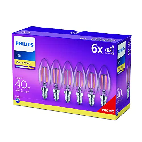 Philips Lighting ampoule LED Flamme E14 40W Transparent