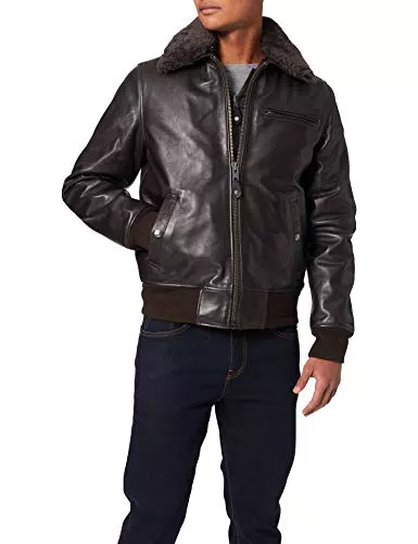 Schott NYC Homme Lc1380 Blouson Cuir, Marron, M EU