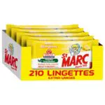 St Marc Lingette nettoyante Désinfectante, Anti-Allergène Compostable & Nettoyante -210 Lingettes Larges antibactérien en Lot de 5