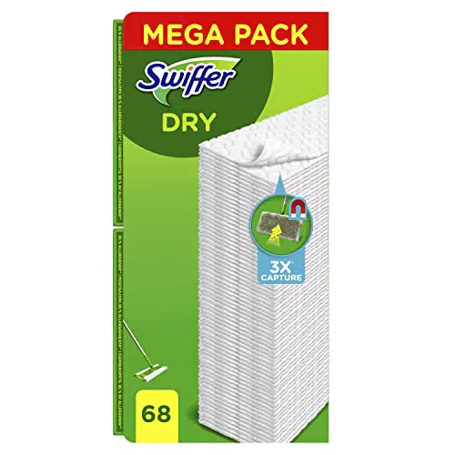 Swiffer Balai Attrape-Poussière Recharges Lingettes Sèches 68 Unités