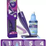Swiffer WetJet Complet Balai Kit, 5 Lingettes + 1 Nettoyant Liquide + 2 Piles