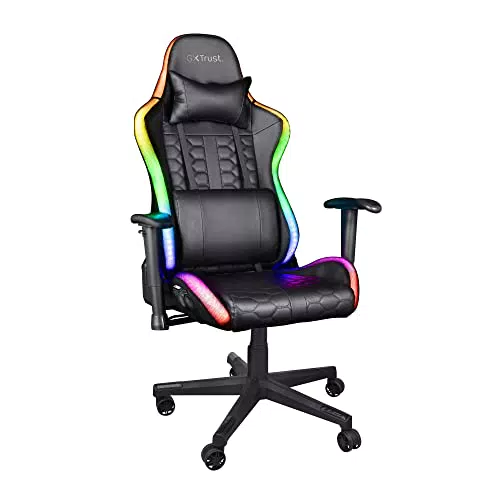 Trust Chaise Gaming Éclairée GXT 716 Rizza RGB LED - Chaise de Bureau Gamer avec 350 Couleurs