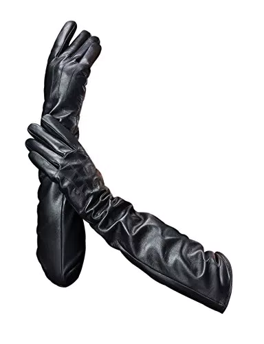 YISEVEN Femme Nouveau Hiver Gants d'Opéra en Cuir de Mouton Véritable Écran Tactile Chaud Laine Doublée Élégante de Coude Long Thermique de Travail Sac Cadeau