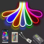 Balabaxer RGB néon LED Strip, 16.4ft / 5m 12V DC 600 smd2835 LED intérieur et extérieur décoration intérieure imperméable à l'eau corde lumière