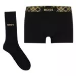 BOSS Hommes Trunk&Sock Gift Chaussettes et Boxer Court en Coton Stretch avec détails Brillants
