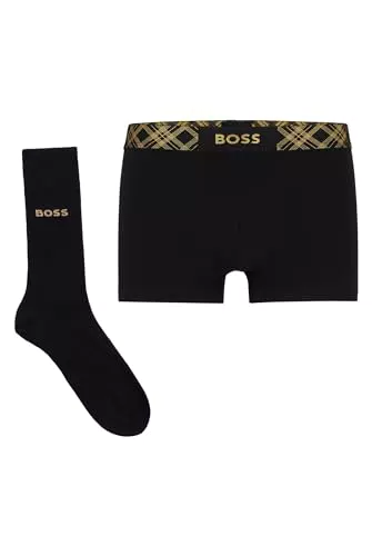 BOSS Hommes Trunk&Sock Gift Chaussettes et Boxer Court en Coton Stretch avec détails Brillants