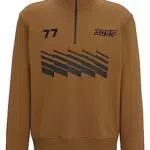BOSS Hommes Zeretrobike Sweat en Molleton de Coton à Encolure zippée et détails inspirés des Courses Automobiles