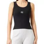 Calvin Klein Jeans Woven Label Rib Regular Tee J20J222687 Hauts en Tricot à Manches Courtes