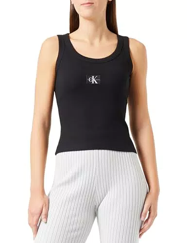 Calvin Klein Jeans Woven Label Rib Regular Tee J20J222687 Hauts en Tricot à Manches Courtes