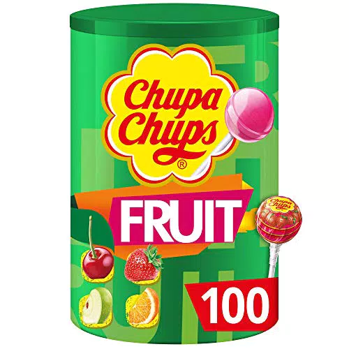 Chupa Chups - Tubo 100 Sucettes Aux Fruits - Parfums Pomme