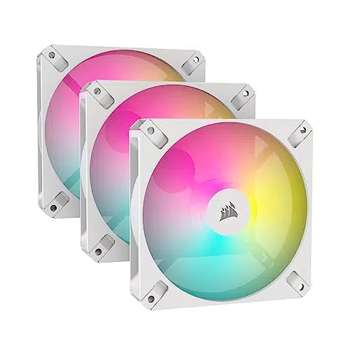 Corsair iCUE AR120 RGB Digital 120mm Compatible ARGB Ventilateurs - Pack de Trois - Blanc