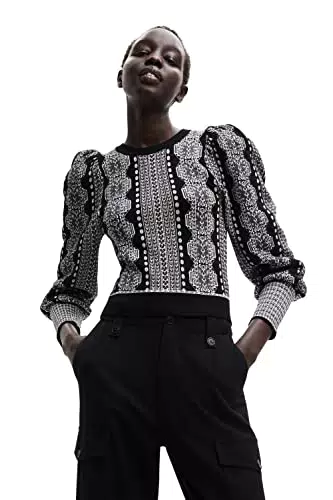 Desigual Jers_Kafka 2000 Black Pull Sweater, Noir, M Femme