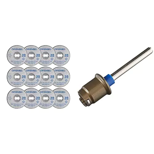 Dremel SC456B Lot de 12 Disques EZ SpeedClic à Tronçonner/Découper les Métaux 38mm avec Outils Rotatifs & S402 Mandrin SpeedClic - Adaptateur pour Fixer les Accessoires Dremel EZ SpeedClic Sans-Clé