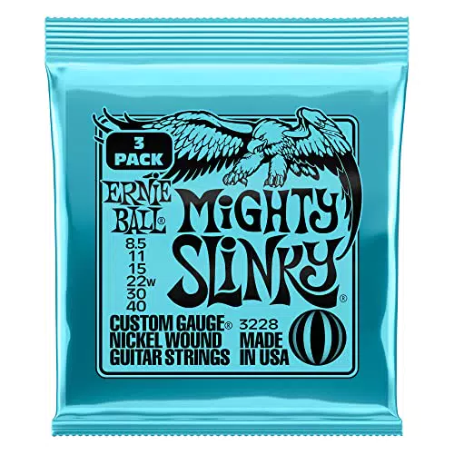 Ernie Ball Mighty Slinky Pack de 3 jeux de Cordes filées en nickel