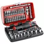 FACOM - Coffret à Douille 1/4 6 Pans Métriques et Embouts - Coffret Outils Complet - 38 Pièces avec Cliquet