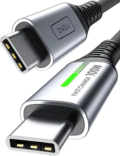 INIU Câble USB C, 2m 100W PD 5A Cable USB C Charge Rapide QC 4.0 Chargeur Type C Nylon Tressé pour iPhone 15 Samsung S23 Ultra iPad Air MacBook Pro Google Pixel 7 Xiaomi Switch PS5 Tablet S8 ECC