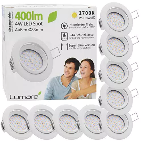 Lumare, Spot LED encastrable 4W, Extra plat, profondeur d'encastrement 27mm
