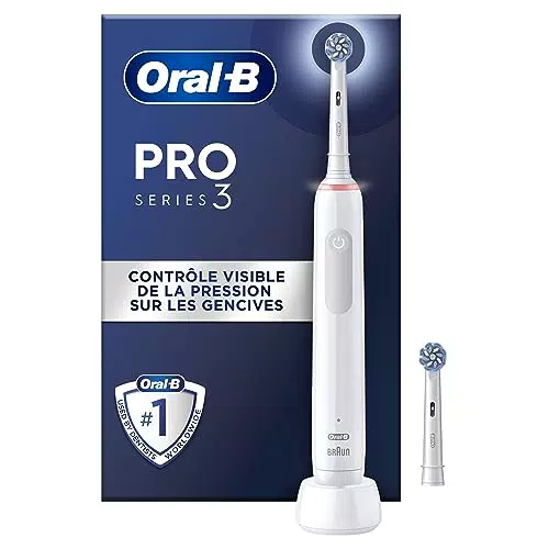 Oral-B Pro 3 3000, Brosse à dents électrique, 2 Brossettes