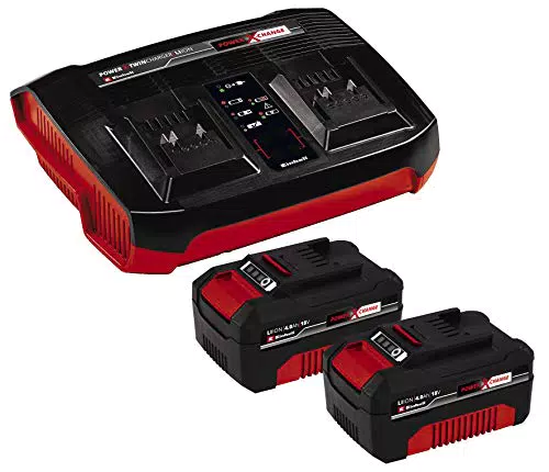 Original Einhell Starter Kit 2 x 4, 0 Ah Power X-Change et Twincharger