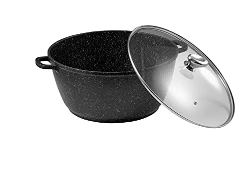 Pradel Excellence - 52407M - Mijoteuse 32 cm "Façon Pierre" en Fonte d'Aluminium avec Couvercle Verre