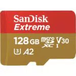 SanDisk 128 Go Extreme carte microSDXC pour caméras embarquées et drones + Adaptateur SD + RescuePRO Deluxe