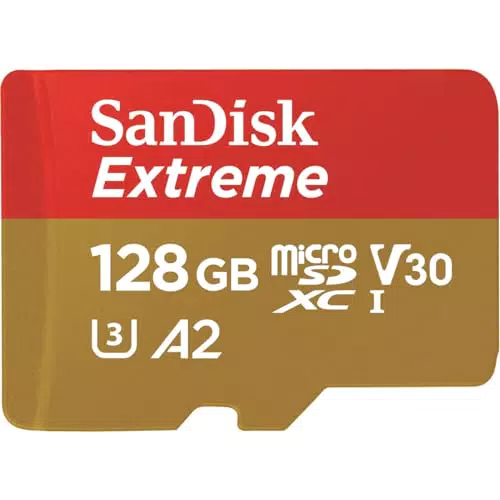 SanDisk 128 Go Extreme carte microSDXC pour caméras embarquées et drones + Adaptateur SD + RescuePRO Deluxe