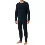 Schiesser Pyjama Long Chaud et Doux d'hiver-Cordon Ensemble de Pijama