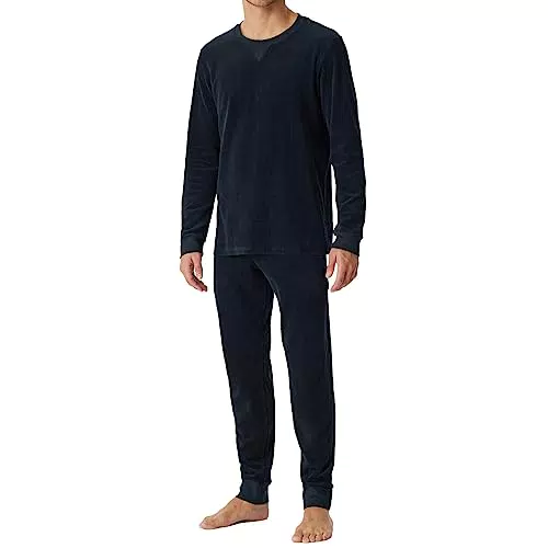 Schiesser Pyjama Long Chaud et Doux d'hiver-Cordon Ensemble de Pijama