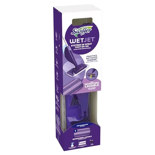 Swiffer Kit Complet Balai, 8 Lingettes Sèches + 3 Lingettes Humides