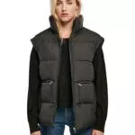 Urban Classics Ladies Waisted Puffer Vest, Black, XL Femme