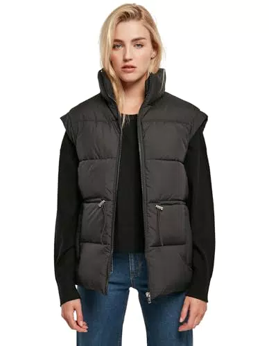 Urban Classics Ladies Waisted Puffer Vest, Black, XL Femme