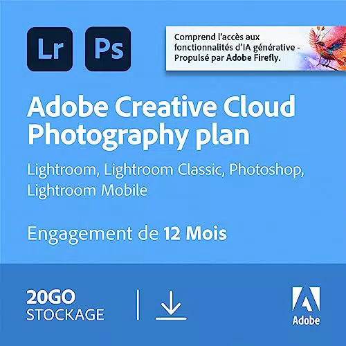Adobe Creative Cloud Photographie: Photoshop + Lightroom | Abonnement 1 an | PC/Mac | Téléchargement