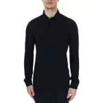 Armani Exchange Polo piqué à Manches Longues, Noir