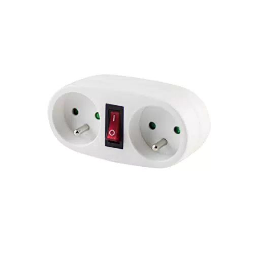Lampadaire CHACON Biplite Domino avec Interrupteur - 2 Prises 16A