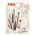 Clairefontaine 975410C Bloc Collé PaintON Multi-techniques - 24 Feuilles Papier Dessin Multi-techniques - Assorti de 6 Couleurs x4 Feuilles - A4 21x29
