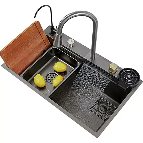 Évier de Cuisine Multifonctionnel en Acier Inoxydable 304 avec Robinet Rétractable