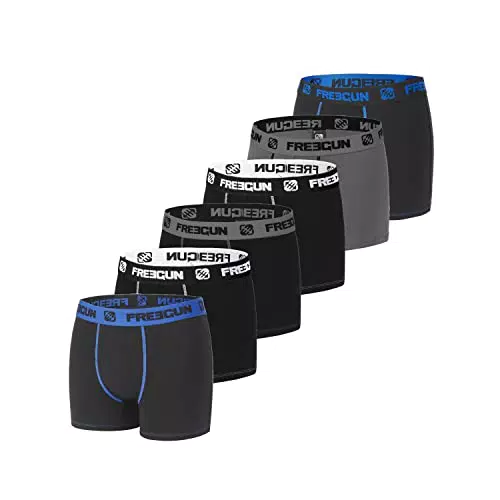 FREEGUN Boxer Homme Coton, Calecon Homme, Ajustement Parfait