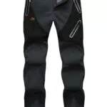 Hommes Outdoor Softshell Randonnée Pantalon Épaississement Pantalon Randonnée Softshell Thermique Étanche Coupe-Vent Hiver Leg-Dark Grey+Black-X