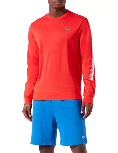 Sweatshirt Lacoste Sport Classic Fit Homme - Rouge et Blanc