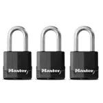 Cadenas Haute Sécurité Master Lock à Clé - Acier Laminé Recouvert - Extérieur Anti-rouille - Anse M - Idéal pour Remises, Garages, Clôtures et Portails
