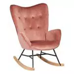 Fauteuil à Bascule Velours Rose pour Salon et Salle à Manger - Marque MEUBLE COSY