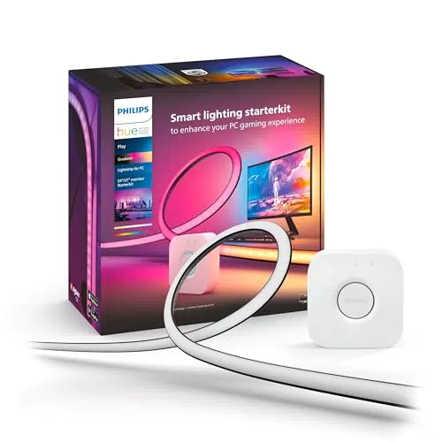 Kit de démarrage Philips Hue Play avec Lightstrip et Pont - Synchronisation de la lumière avec Alexa, Google et Apple Homekit