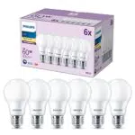 Philips Lighting pack de 3 ampoules LED E27, 60W, blanc chaud