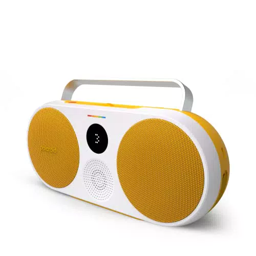 Polaroid P3 - Enceinte Bluetooth sans Fil Rechargeable avec IPX5 et Double jumelage stéréo - Jaune et Blanc