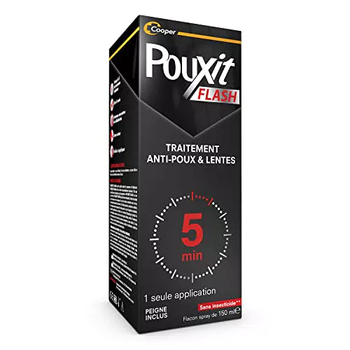 Spray anti-poux et lentes POUXIT Flash - Traitement efficace en 5 minutes - 150 ml