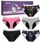 Culotte Menstruelle en Coton pour Fille Adolescente - Lot de 5 - Lavable - Taille 12-14 Ans