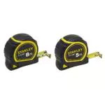 Stanley 0-30-657 Mètre 8 M X 25 Mm Bi Matière Tylon - Boitier Ergonomique - Ruban En Acier Laqué - Crochet Deux Rivets & 0-30-687 Mesure 3 m x 13 mm bi-matière Tylon Multicolore